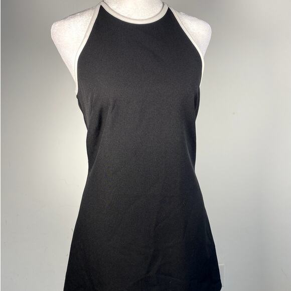 Simple Minimal Vintage Black White City Triangles Halter Mini Dress Size 3 - Picture 1 of 7